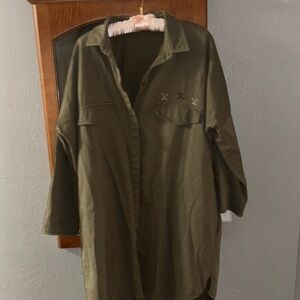 Zara NWOT Green Utility Jackets Cotton Canvas